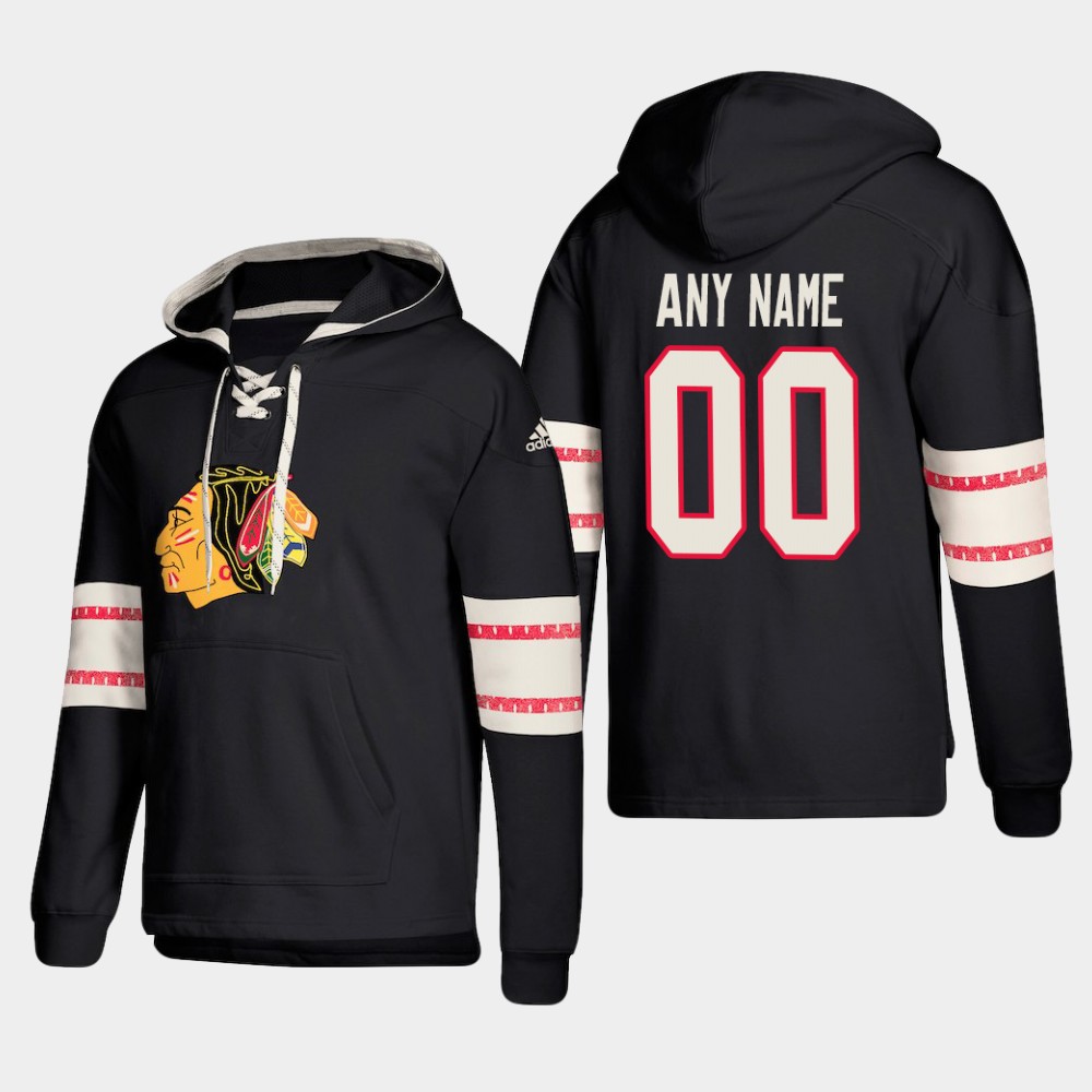Men NHL Chicago Blackhawks Custom Pullover Hoodie Black jerseys->customized nhl jersey->Custom Jersey